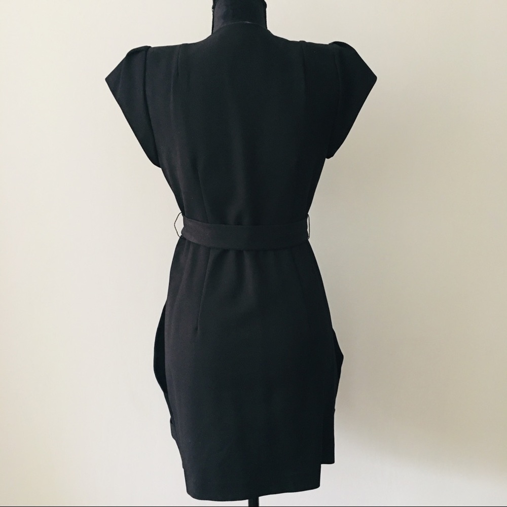 Black Puff Shoulder Double Breasted Dress - image 6
